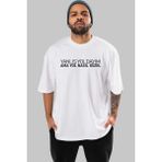 ankhises Yanlış Yoldayım Ama Yol Ön Baskılı Beyaz Oversize T-Shirt Erkek Kadın Bisiklet Yaka - XL