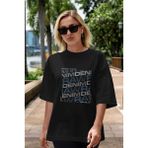 ankhisesRaw Denim Ön Baskılı Siyah Oversize T-Shirt Erkek Kadın Bisiklet Yaka