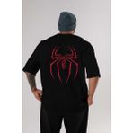 ankhisesSpiderman (1) Arka Baskılı Siyah Oversize T-Shirt Bisiklet Yaka Pamuk Erkek Kadın - XL