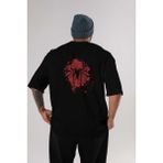 ankhisesSpiderman (10) Arka Baskılı Siyah Oversize T-Shirt Bisiklet Yaka Pamuk Erkek Kadın