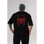 ankhisesSpiderman (11) Arka Baskılı Siyah Oversize T-Shirt Bisiklet Yaka Pamuk Erkek Kadın - XL