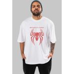 ankhisesSpiderman (11) Ön Baskılı Beyaz Oversize T-Shirt Bisiklet Yaka Erkek Kadın