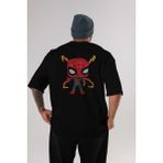 ankhisesSpiderman (17) Arka Baskılı Siyah Oversize T-Shirt Bisiklet Yaka Pamuk Erkek Kadın
