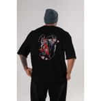 ankhisesSpiderman (19) Arka Baskılı Siyah Oversize T-Shirt Bisiklet Yaka Pamuk Erkek Kadın - XL