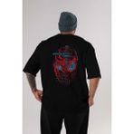 ankhisesSpiderman (21) Arka Baskılı Siyah Oversize T-Shirt Bisiklet Yaka Pamuk Erkek Kadın