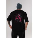 ankhisesSpiderman (23) Arka Baskılı Siyah Oversize T-Shirt Bisiklet Yaka Pamuk Erkek Kadın