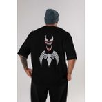 ankhisesSpiderman (26) Arka Baskılı Siyah Oversize T-Shirt Bisiklet Yaka Pamuk Erkek Kadın - XL