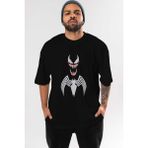 ankhisesSpiderman (26) Ön Baskılı Siyah Oversize T-Shirt Bisiklet Yaka Erkek Kadın - XL