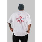 ankhisesSpiderman (27) Arka Baskılı Beyaz Oversize T-Shirt Bisiklet Yaka Pamuk Erkek Kadın - XL
