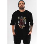 ankhisesSpiderman (31) Ön Baskılı Siyah Oversize T-Shirt Bisiklet Yaka Erkek Kadın - XL