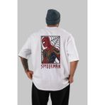 ankhisesSpiderman (8) Arka Baskılı Beyaz Oversize T-Shirt Bisiklet Yaka Pamuk Erkek Kadın - XL