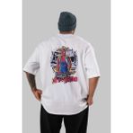 ankhisesSpiderman Rock Arka Baskılı Beyaz Oversize T-Shirt Bisiklet Yaka Pamuk Erkek Kadın