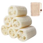 ANKKY 6 adet luffa sünger doğal salatalık Loofah sünger 1 adet sisal sabun torbası banyo ve duş için mutfak fırçası