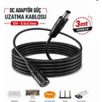 Anktek Dc Adaptör Güç Uzatma Kablosu 5.5 x 2.1mm 12V Kamera LED Monitör Dvr/nvr... 3mt - 3 Mt