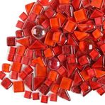 Anktily El Sanatları için 200 g Düzensiz Kristal Mozaik Cam Fayans, Karışık Renkli Küçük Mozaik Cam Parçaları DIY Hobiler Çocuklar Ev Dekorasyonu için (Kırmızı)