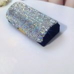 Ankysasky Bling Kristal Yapay Elmas Takı Kılıfı, Taşınabilir Seyahat Takı Oganizer Saklama Kutusu Sevimli Takı Düzenleyici Kutusu Mini Kadife Küpe Takı Saklama Tutucu Kadınlar Kızlar için (Gümüş)
