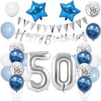 Anlgdi Doğum günü dekorasyonu 50. yaş erkek, balon, 50. doğum günü erkek dekorasyonu, mavi pasta dekorasyonu, doğum günü 50. yaş erkek, dekorasyon, 50. doğum günü erkek kadın, folyo balon 50. doğum