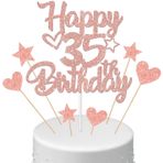 Anlgdi Pasta dekorasyonu Happy Birthday Deko pasta dekorasyonu 35. doğum günü kadın pasta süsü Happy 35th Birthday pembe altın, pasta süsü 35 yıl pasta süsü doğum günü pastası dekorasyonu için 35