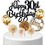 Anlgdi Pasta dekorasyonu Happy Birthday dekorasyon pasta süsü 30. doğum günü kadın kek süsü Happy 30th Birthday siyah altın, pasta dekorasyonu 30 yaş pasta pasta dekorasyonu doğum günü pastası