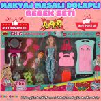 Anlily Makyaj Masalı Dolaplı Bebek Seti - Barbie Oyuncak Bebek - Barbie Bebek - Bebek Oyun Evleri İçin Bebek