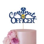 ANNATZQ Mezuniyet Partisi Dekoru için Lacivert Tebrikler Memuru Kek Topper Mavi Glitter Gelecek Polis Kek Topper, Polis Koleji Okul Mezuniyet Partisi Dekorasyon Malzemeleri