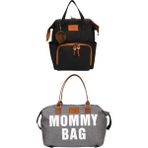 Anne Bebek Bakım Sırt Çantası Termal Biberonlu ve Mommy Bag Anne Bebek Bakım Çantası 2'li Set - --