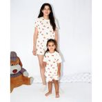 Anne Bebek Pijama Takımı Kombin Kiraz Desen Kısakol Şort (Tek Tek Satılmaktadır) - 3 - 6 Ay