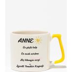 "anne Bitmeyen Sevgi" Duygusal Anneye Doğum Günü Hediye Sarı Kulplu Kupa Bardak
