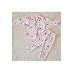 anne dokunuşu gibi KUZUM BEBE 2’li Fitilli Kumaş Pudra Ayıcık Desenli Kız Bebek Çocuk Alt Üst Pijama Takımı