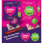 Anne - Kız Aramızda Ayraç Kartpostal Kişiye Özel Kalem - Kırmızı