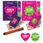 Anne - Kız Aramızda Ayraç Kartpostal Kişiye Özel Kalem - Turuncu