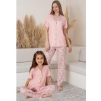 Anne Kız Kombin Çiçekli Kısa Kollu Gömlek Pijama Takımı (ANNE KIZ AYRI SATILIR)