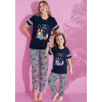 Anne Kız Kombin Desenli Viskon Kısa Kollu Pijama Takımı (ANNE KIZ AYRI SATILIR)