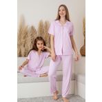 Anne Kız Kombin Kısa Kollu Desenli Gömlek Pijama Takımı (ANNE KIZ AYRI SATILIR)