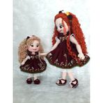 Anne Kız Yaz Bebekler Takımı Amigurumi Organik Oyuncak