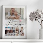 Anne Seni Seviyorum Yazılı Fotoğraflı Tasarım Tablo , Anneler Günü Hediyesi, Anneler Günü Tablosu - 21 x 30 - Beyaz