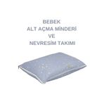 annebebektasarım %100 Pamuklu Mavi Yıldızlı Kumaş Bebek Alt Açma Minderi Ve Beşik Içi Nevresim Takımı