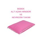annebebektasarım %100 Pamuklu Pembe Kumaş Bebek Alt Açma Minderi Ve Beşik Içi Nevresim Takımı