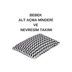 annebebektasarım %100 Pamuklu Siyah Zikzaklı Kumaş Bebek Alt Açma Minderi Ve Beşik Içi Nevresim Takımı