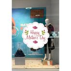 Anneler Günü Cam Vitrin Sticker, Happy Mother's Day Güllü Tasarım Mağaza Dekorasyonu, Anneler Günü Çıkartma