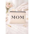 Anneler Günü Mom Yazılı Hediye Kişiye Özel Clutch Portföy Çanta - Krem