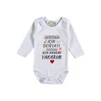 Annem Için Dünyayı Babam Için Annemi Yakarım Yazılı Bebek Zıbın, 9 Ay, Unisex, Beyaz
