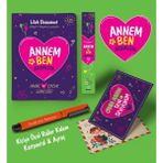 Annem ve Ben Aramızda Ayraç Kartpostal Kişiye Özel Kalem - Turuncu
