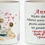 Anneye Özel 1 Adet Mesajlı Tasarım-Annelerin Kalbini Isıtacak Anneler Günü Hediyelik Kupa