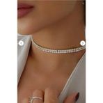 Anonim DESIGN Kadın Çift Sıra Zirkon Taşlı Rhinestone Choker Kolye