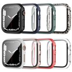 anotch Apple Watch Ekran Koruyucu Kılıf 38 mm Seri 3 2 1 için 8'li Paket, Sert PC Tam Kaplama Koruyucu Yüz Kapağı HD Ultra İnce Koruyucu Tampon Temperli Camlı iWatch 38 mm Aksesuarları için