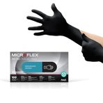 Ansell Microflex 93-732 Tek Kullanımlık Eldiven - Nitril, Lateks ve Pudrasız, Gıda Sertifikalı, Çok Amaçlı Siyah Beden S (100 Eldiven)