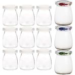 Anseom 12 adet yoğurt bardağı, 150 ml şeffaf yoğurt kavanozu, kapaklı, tatlı bardakları, yoğurt kabı, reçel, jöle, bal, tatlı, süt için – bulaşık makinesi, derin dondurucu, BPA içermez