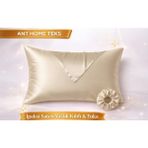 Ant Home Teks Mini Set Tekli Ipeksi Saten Yastık Kılıfı Toka Hediyeli - Bej - 50X70