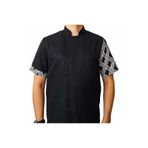 Ant Rotagrup Üniforma ve İş Elbiseleri Aşçı Ceketi Unisex Çıtçıtlı Kısa Kollu Yazlık Zincir Motif Desenli, Siyah, 2XL